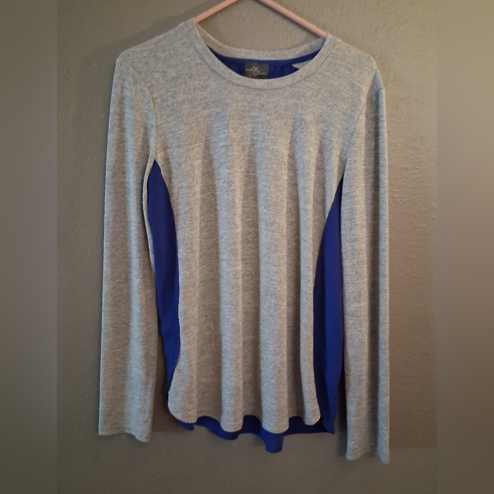 Market & Spruce Heather Gray and ShRoyal Blue Lightweight Long Sleeve Top Size M